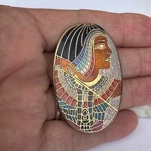 Vintage Cloisonné Brooch Egyptian Warrior 2”